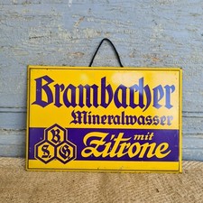 B7002 Altes Blechschild Brambacher Mineralwasser mit Zitrone Werbeschild ANTIK