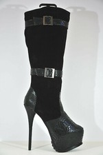 High Heel Stiefel Extrem,Stiletto,GIARO,schwarz,Snakeprint,Zierschnallen,Gr.41