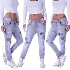 Damen Boyfriend Jeans Chino Baggy Harems Hose Hüftjeans Stretch Girlfriend G9