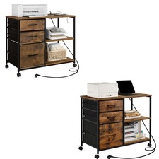 Aktenschrank mit Ladestation Rollcontainer mit Rollen Büroschrank #3483