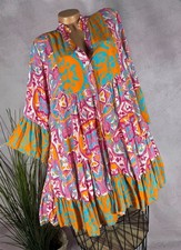 Neu Italy KLEID Stufen TUNIKA Alinie Volantärmel M1 40 42 44