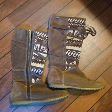 Luxus Eskimo Dockers Boots Gr. 41  Strick Futter aus Cord Strick braun Schnürung