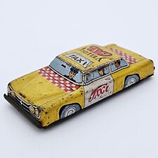 Ichimura Japan Friction HIGHWAY CARS Tin Toy YELLOW CAB TAXI Blechspielzeug Auto