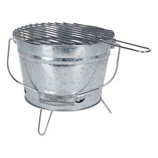 BBQ Zink Grilleimer Feuereimer Minigrill Picknickgrill tragbar Ø27xH22cm