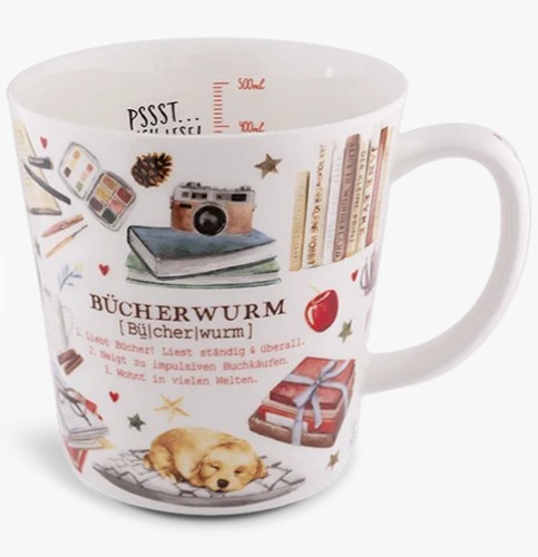 Tasse bücherwurm jumbobecher - bücherwurm,