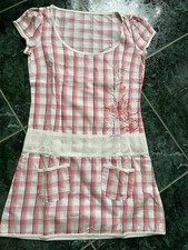 Kleid Blutsgeschwister Gr. S 36 weiß  rot kariert Tunika Bluse Minikleid süß !