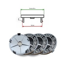Nabendeckel Satz Schwarz Lorbeerkranz für Mercedes-Benz Durchmesser 68 mm Neu