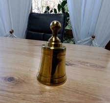 Tischglocke Messing Vintage schlicht unten + oben 2 Rillen schöner Klang 6,5 cm