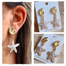 OHRRINGE OHRSTECKER MUSCHEL SEESTERN  weiß gold SOMMER STRAND