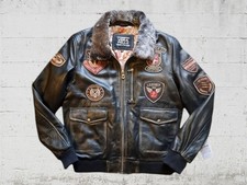 Herren bomber leder lederjacke Top gun fliegerjacke Größe 2xl