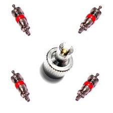 1x Ventilkappe MR-S + 4x Ventileinsätze,  Ventilschrauber für Reifenventile