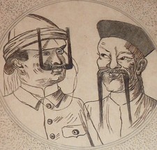Simplicissimus Bartstudie mit Tropenhelm Boxeraufstand China 1900 Rudolf Sieck