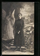 Schutzengel behütet Mädchen nach der Konfirmation, Ansichtskarte 