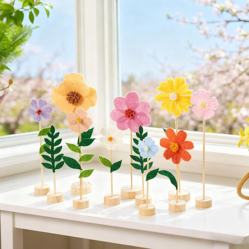 Stück filzblumen und gras - und,