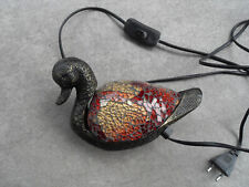 ältere schöne Mosaik Tischlampe Ente aus Glas+ Metall, massiv