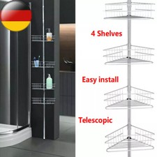 Modern 4Ablagen Edelstahl Teleskop Duschregal Eckregal Höhenverstellbar Badregal