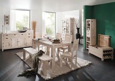 Massivholz Esszimmertisch Esstisch groß weiß Akazie massiv Küchentisch 220x100cm