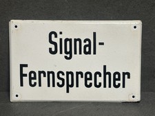 Orig. Emailschild Deutsche Bahn Signal Fernsprecher Schild Reichsbahn 60er #1025