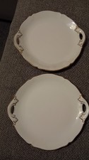 Hutschenreuther Selb Bavaria Porzellan, 2 Servierplatten m. Goldrand 2 Griffe 