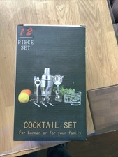 12-teiliges Profi Bar Cocktail Shaker Set Edelstahl Mixer Zubehör Barkeeper Kit
