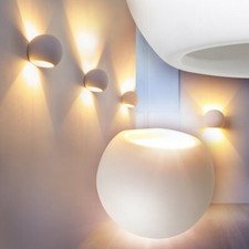 Schlaf Wohn Zimmer Wandleuchte Lampen weiß Flur Leuchten Wandlampe Gips bemalbar