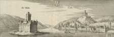 KAUB - Panoramaansicht - Merian - Kupferstich um 1645