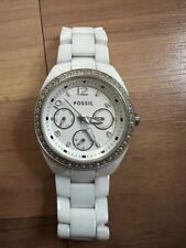FOSSIL Uhr Armbanduhr Keramik perlmuttweiß / Neuwertig