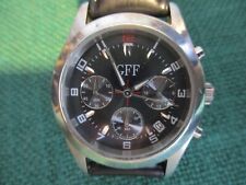 GFF Quarz Chronograph, Herren Armbanduhr, Mineralglas,Armband Leder schwarz,used