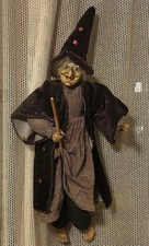 Halloween Deko Schauderhafte Hexe mit Besen 80 cm Vintage sehr gut erhalten