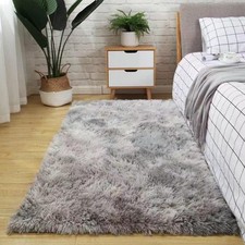 Hochflor Teppich 80x160cm Grau