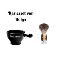 Böker Rasierset Rasierpinsel Horn aus Dachshaar Griff Horn-Optik & Rasierschale