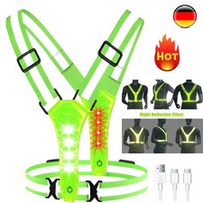 LED Warnweste Fahrrad Reflektorweste | Laufweste Leuchtweste USB-C Aufladbar DHL