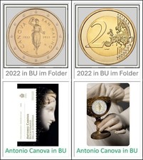 2022 San Marino 2 Euro - 200. Todestag A. Canova in BU im Folder und Coincard