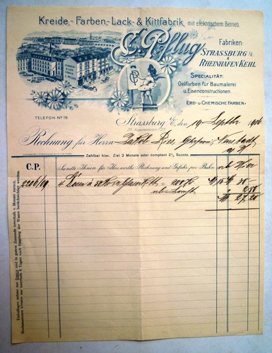 Alte rechnung 1906 pflug - pflug,