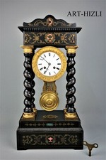 SELTENE KAMINUHR SÄULENUHR PORTALUHR BIEDERMEIER UM 1850 feuervergoldet