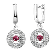 925 Sterlingsilber 3,40 Ct Runde Rosa Turmalin Damen Hängende Tropfen Ohrringe