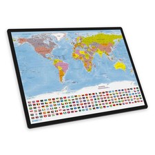 ITENGA Schreibunterlage WELTKARTE Länder Flaggen kratzfest abwaschbar rutschfest
