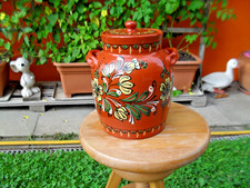 ca. 3,5 l Rumtopf Früchtetopf Fruchttopf Topf braun 2 Henkel Blumendecor