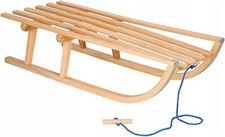 Kinderschlitten Rodel Lenkschlitten Traditioneller Holzschlitten mit Zugschnur
