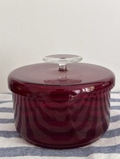 SF HIRSCHBERG Wilhelm Braun-Feldweg (?) Bonbonniere Keksdose rubinrot Glas 60er