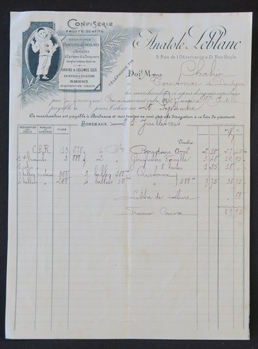 Rechnung bordeaux 1904 - bordeaux,