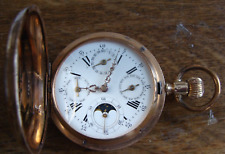 Herren Taschenuhr Vollkalender 14k Gold Ø49mm 89g Hochwertiges Werk