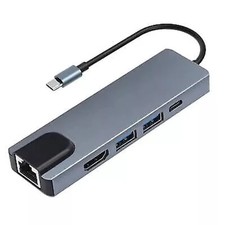 5 in 1 USB Typ C Hub Adapter mit 4K HDMI USB 3.0 Lan RJ45 PD Anschlüsse