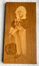 Intarsien Bild Kind mit Hund