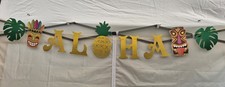 Hawaii Party Deko - Aloha Flamingo Girlande Palmen Ananas Tropisch Banner