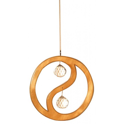 Kristallobjekt yin yang - yang, holz
