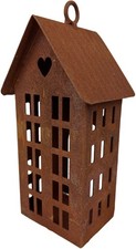 Gartendeko kleines Häuschen Metall mit Edelrost 17cm zum Hinstellen o. Aufhängen