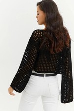 Damen Bluse Schwarz Spanische