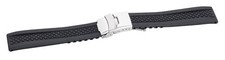 Silikonband passend für Mühle Glashütte Uhren - 18 - 24 mm - schwarz mit Profil 