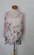 Made in Italy Bluse Tunika Gr. 42 44 46 Blüten Schmetterlinge   Schmuckstein NEU
